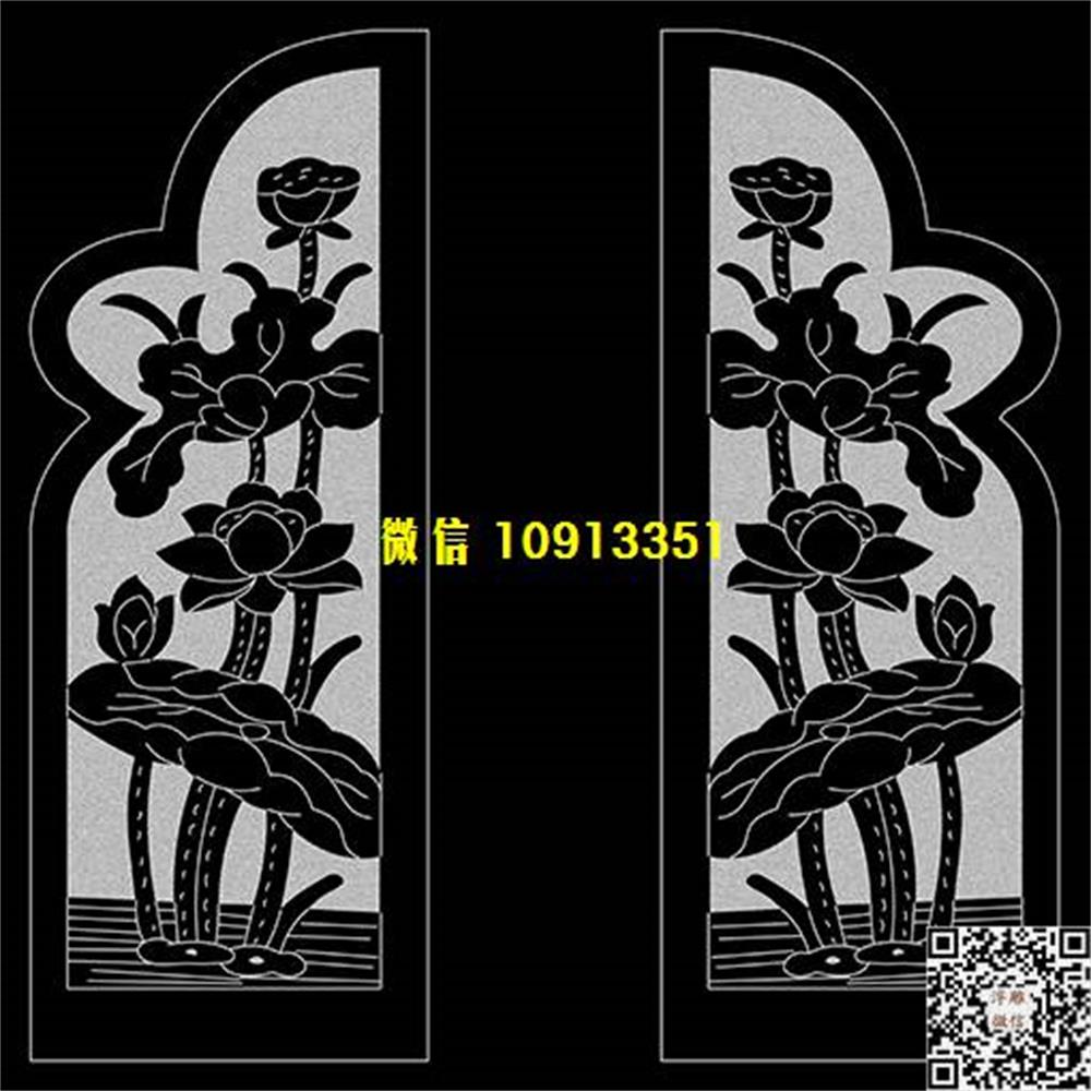 精雕图7a荷花墓碑板精雕图线雕图线条图单线铣底图_电脑雕刻plt文泰矢量图精雕图浮雕图